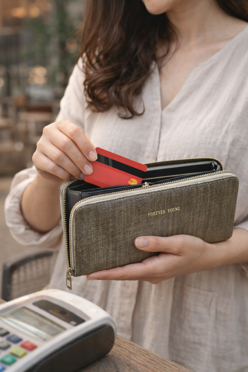 Forever Young Women's Zip Wallet – Multi Card Holder Long Purse