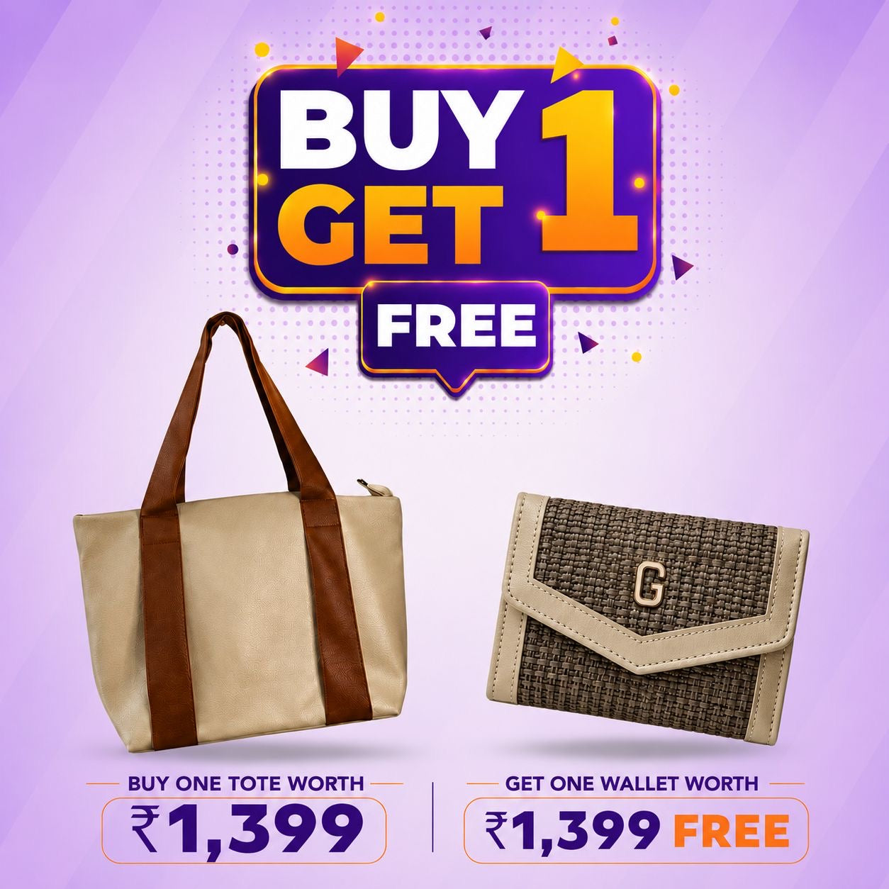 Buy 1 Get 1 Free - Grace Tote Bag With Mini Wallet