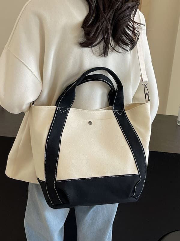 Classic Contrast Tote Purse