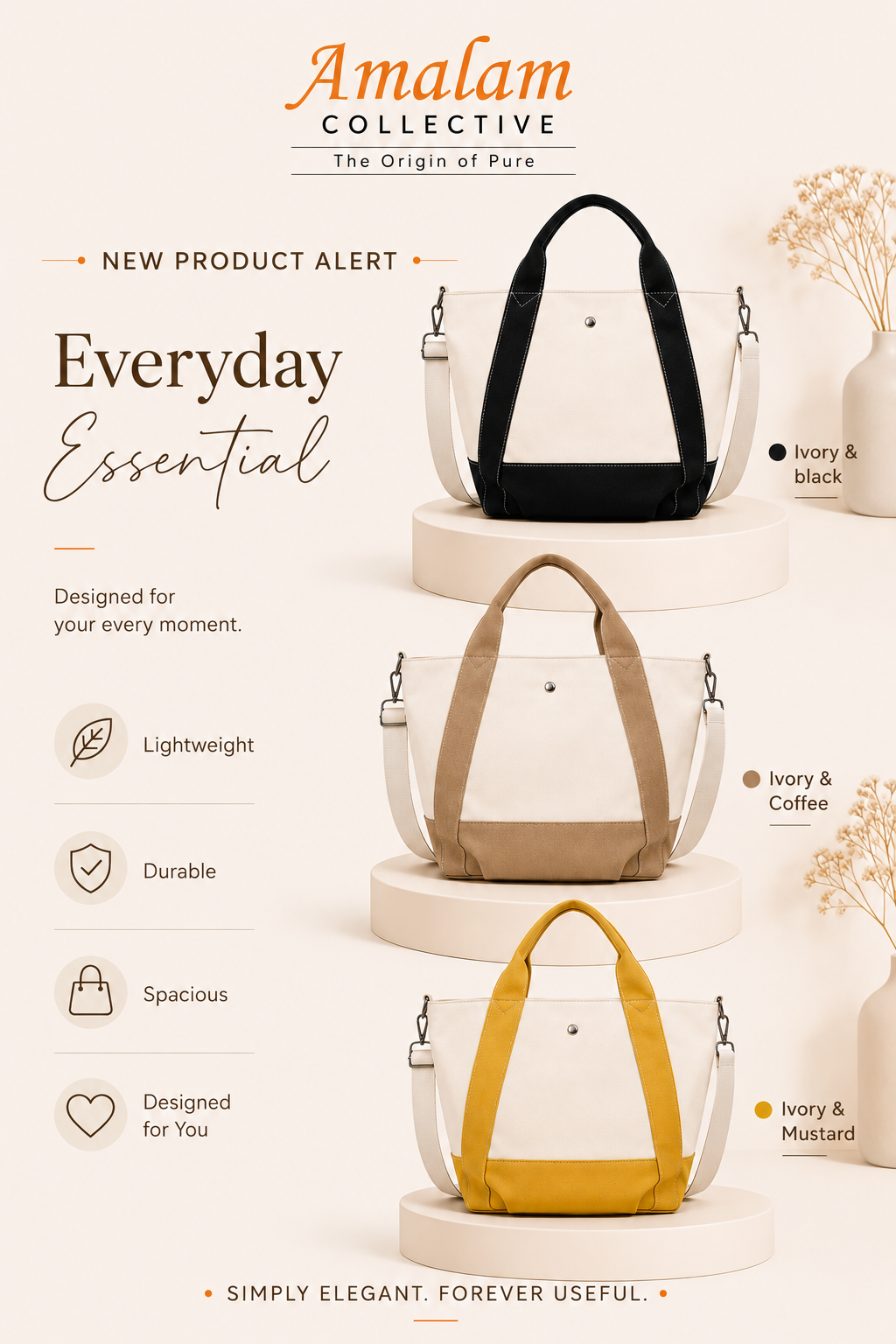 Classic Contrast Tote Purse
