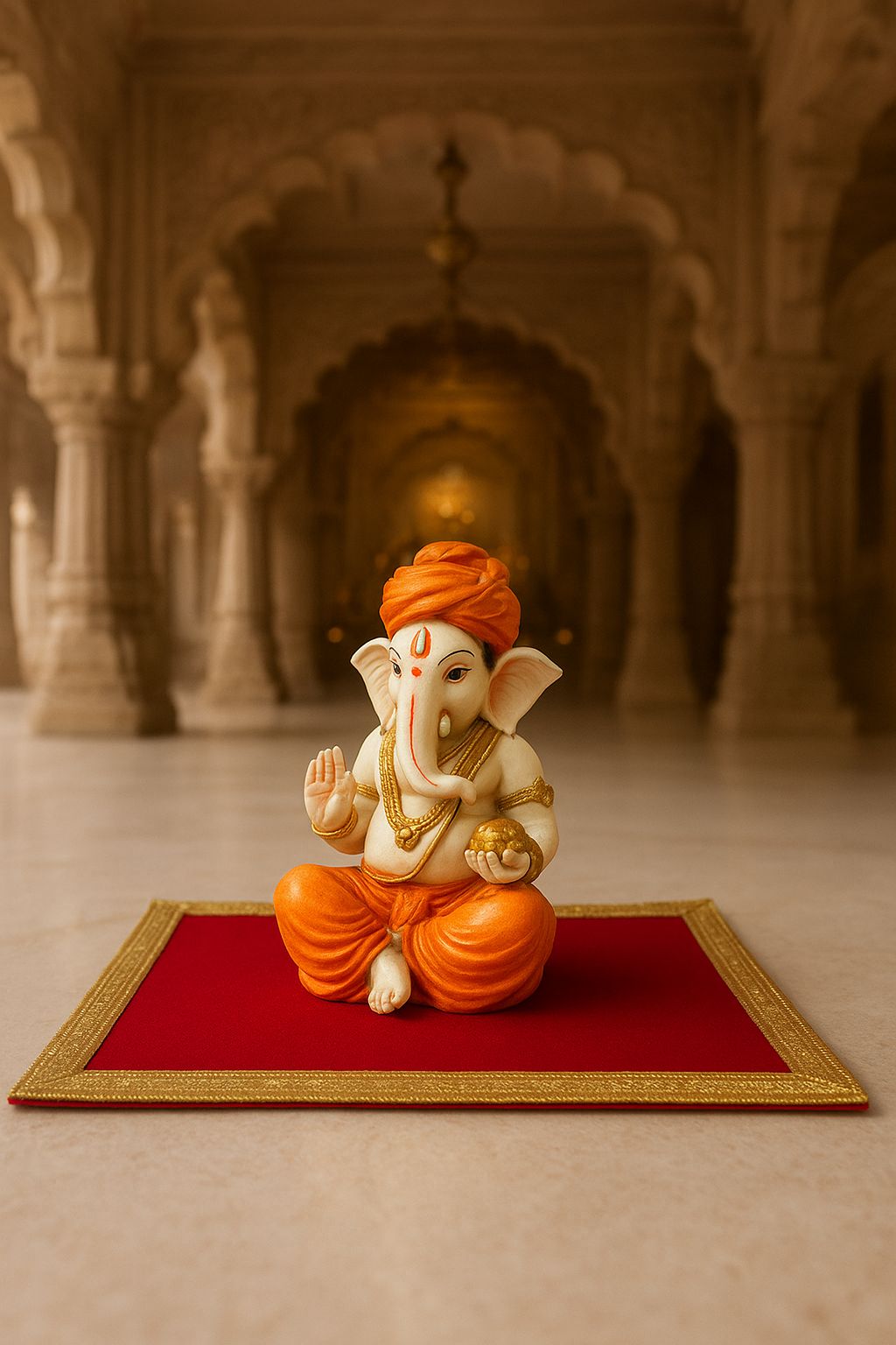 Red Velvet Temple Pooja Aasan - Different Sizes