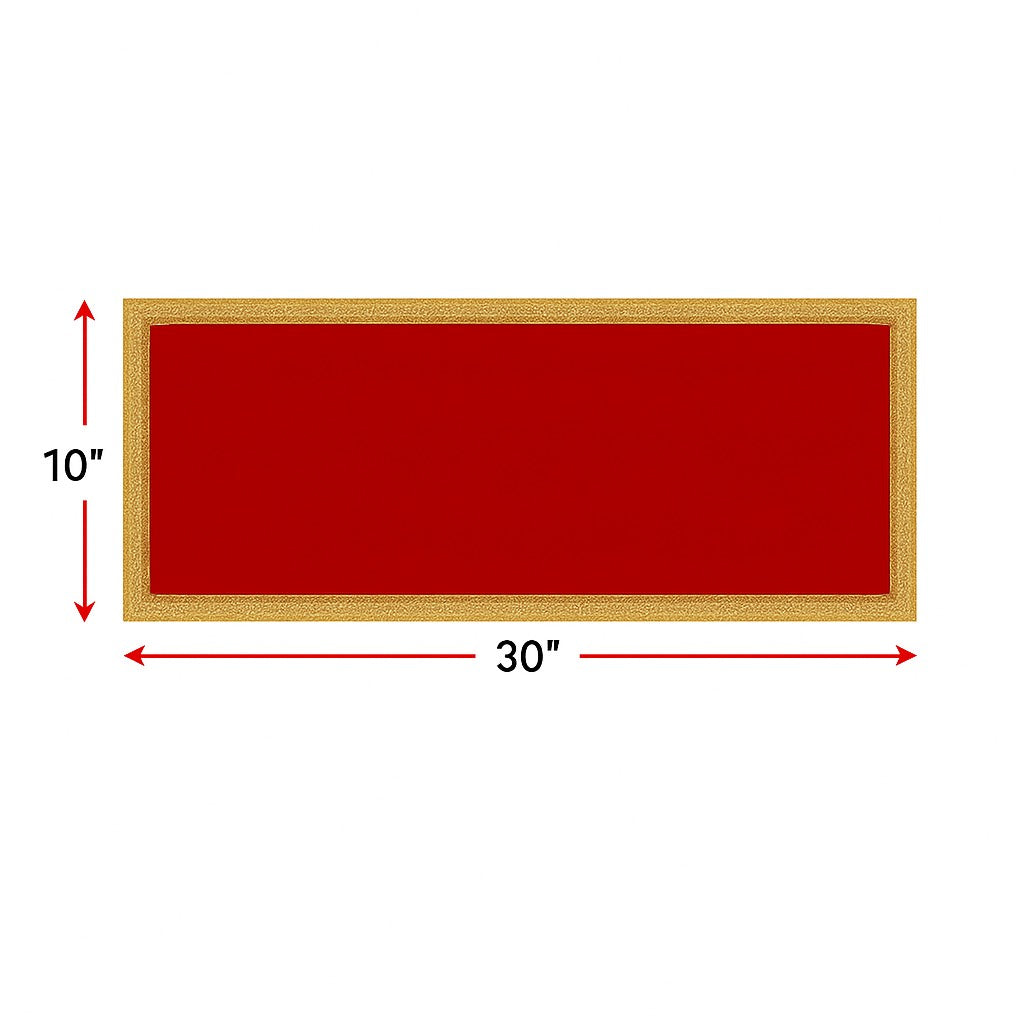 Red Velvet Pooja Aasan Cloth for God/Goddess – 10x10 Inch Temple Mat with Golden Embroidery | Decorative Puja Cloth for Mandir & Home Temple