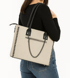 Amalam Collective Canvas Tote Bag with Chain Detail – Elegant Everyday Carry