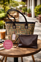 Amalam Printed Tote Bag with Detachable Pouch – Multicolor