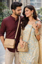 Premium Tan Leatherette Cross body Unisex Bag