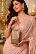 Pearl Embellished Mobile Sling Bag with Chain Strap