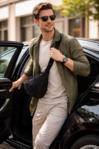 Unisex Black Crossbody Sling Bag – Adjustable Strap Travel Pouch