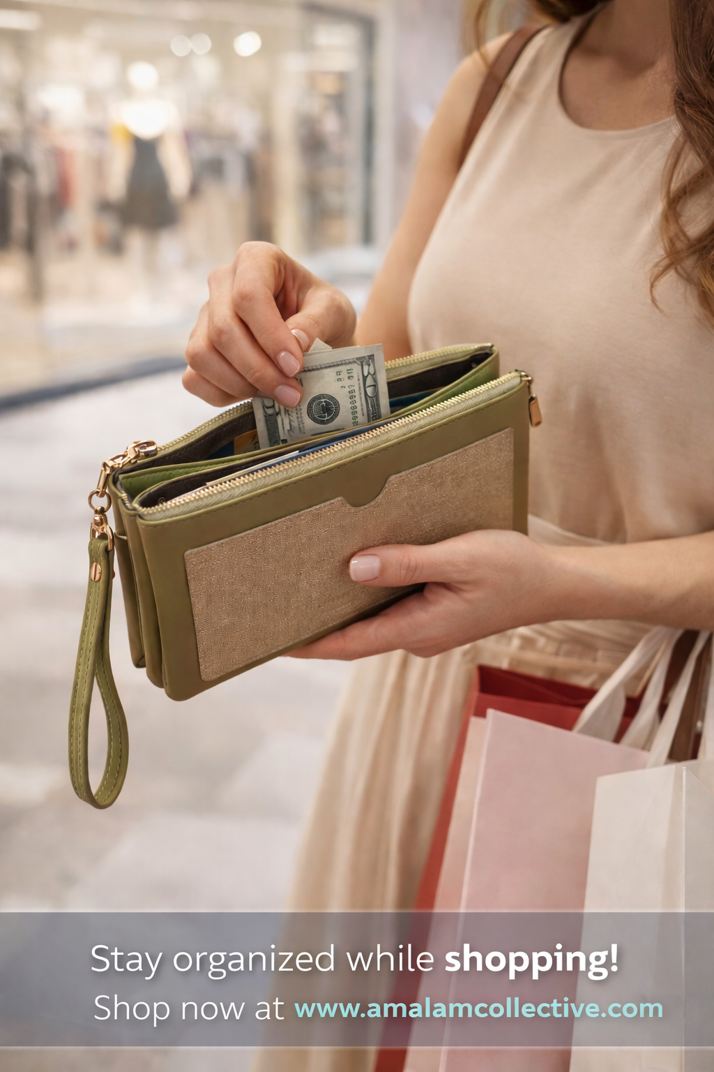 Slim Multi-Compartment Wristlet Wallet