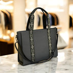 Women’s Woven Canvas Tote Bag with Jacquard Webbing