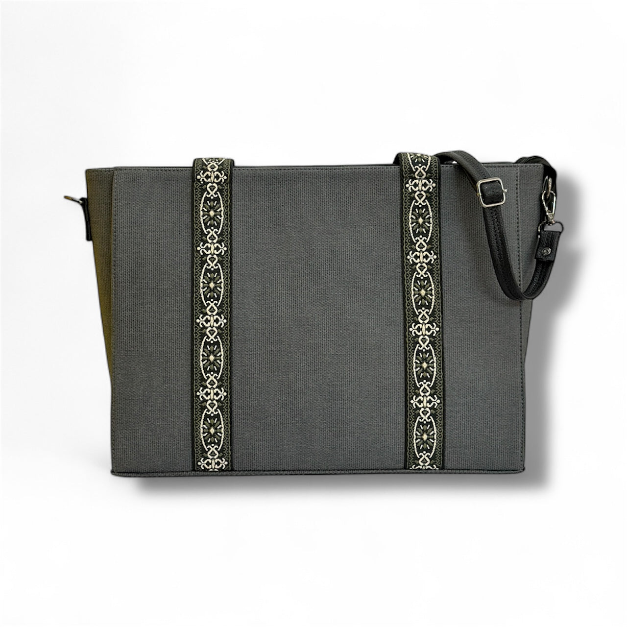 Women’s Woven Canvas Tote Bag with Jacquard Webbing