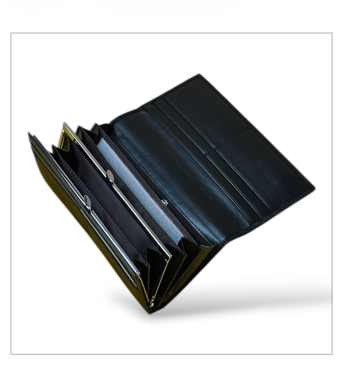 Elegant Long Wallet with Multiple Compartments & Classic Flap Design
