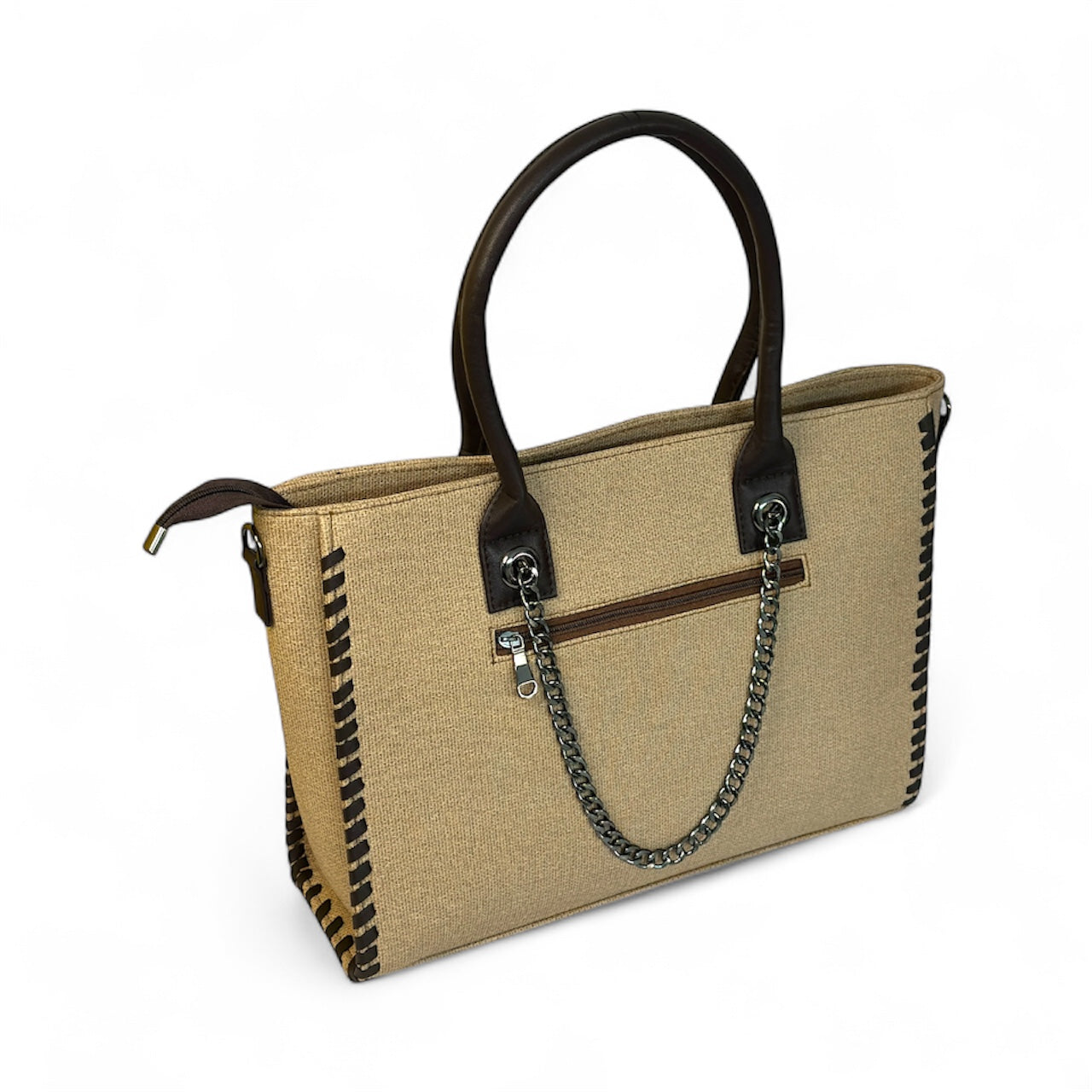 Amalam Collective Canvas Tote Bag with Chain Detail – Elegant Everyday Carry
