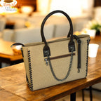 Amalam Collective Canvas Tote Bag with Chain Detail – Elegant Everyday Carry