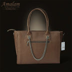 Amalam Collective Canvas Tote Bag with Chain Detail – Elegant Everyday Carry