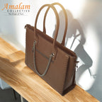Amalam Collective Canvas Tote Bag with Chain Detail – Elegant Everyday Carry