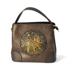 Handcrafted Brown Pouch with Elephant Embossing – Artisan Zip Bag