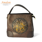 Handcrafted Brown Pouch with Elephant Embossing – Artisan Zip Bag