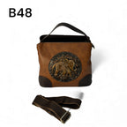 Handcrafted Brown Pouch with Elephant Embossing – Artisan Zip Bag