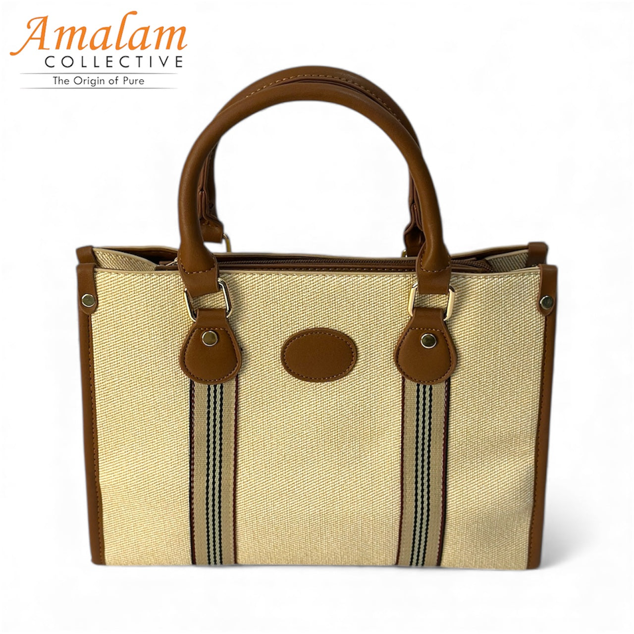 Structured Canvas Tote Bag with Trim – Classic Everyday Handbag
