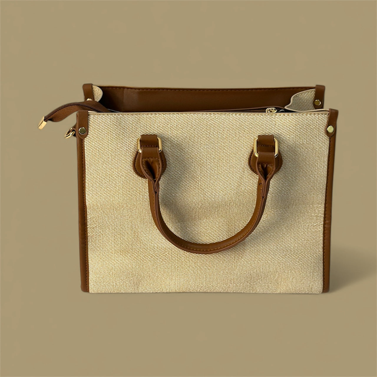 Structured Canvas Tote Bag with Trim – Classic Everyday Handbag