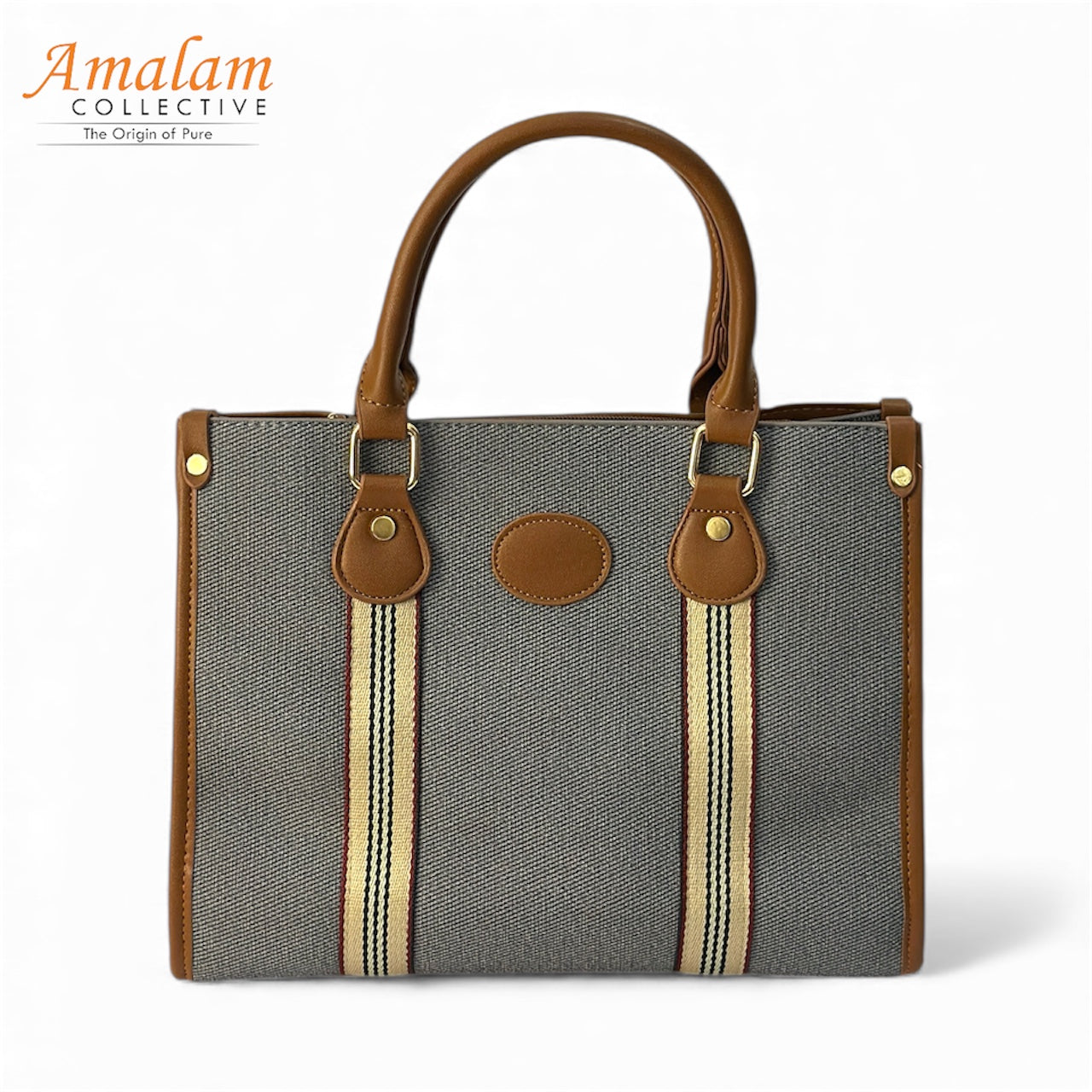 Structured Canvas Tote Bag with Trim – Classic Everyday Handbag