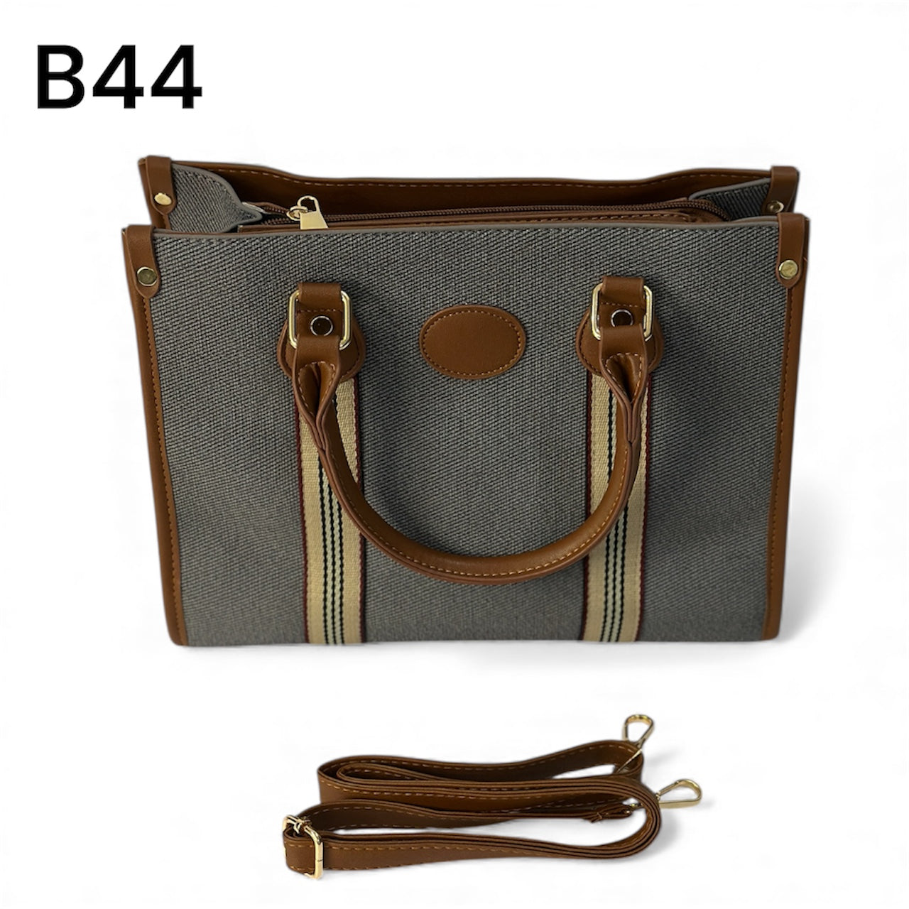 Structured Canvas Tote Bag with Trim – Classic Everyday Handbag