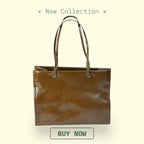 Brown Tote Bag with Chain Accent – Structured Everyday Shoulder Bag