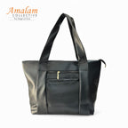 Minimal BlackTote Bag with Front Zip Pocket – Everyday Carry Tote