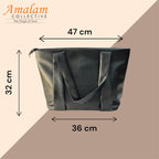 Minimal BlackTote Bag with Front Zip Pocket – Everyday Carry Tote