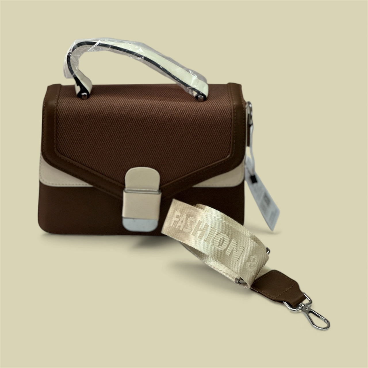 Two-Tone Structured Bag with Top Handle – Modern Classic Satchel