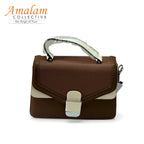 Two-Tone Structured Bag with Top Handle – Modern Classic Satchel