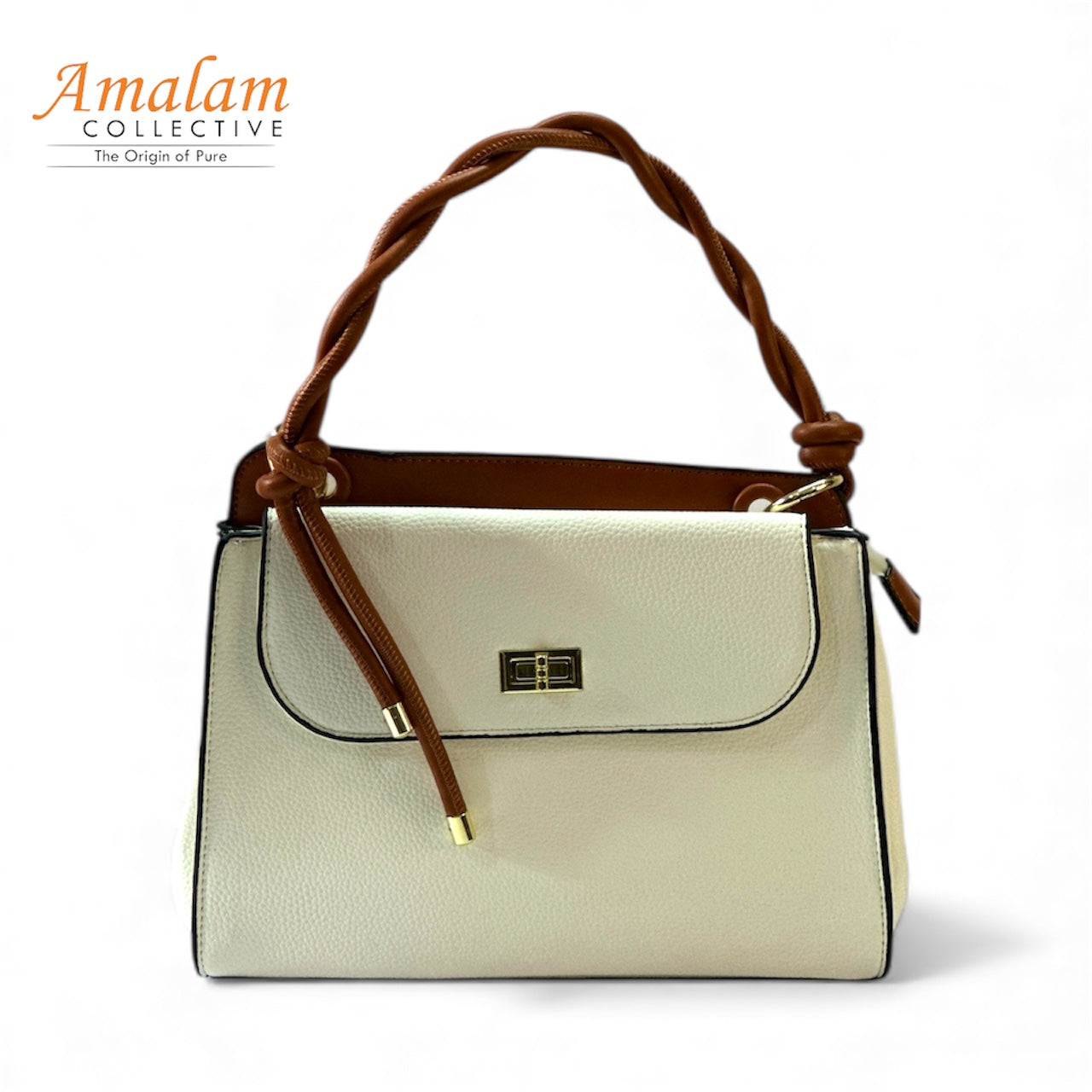 Elegant Top Handle Handbag with Flap Closure – Classic Everyday Satchel