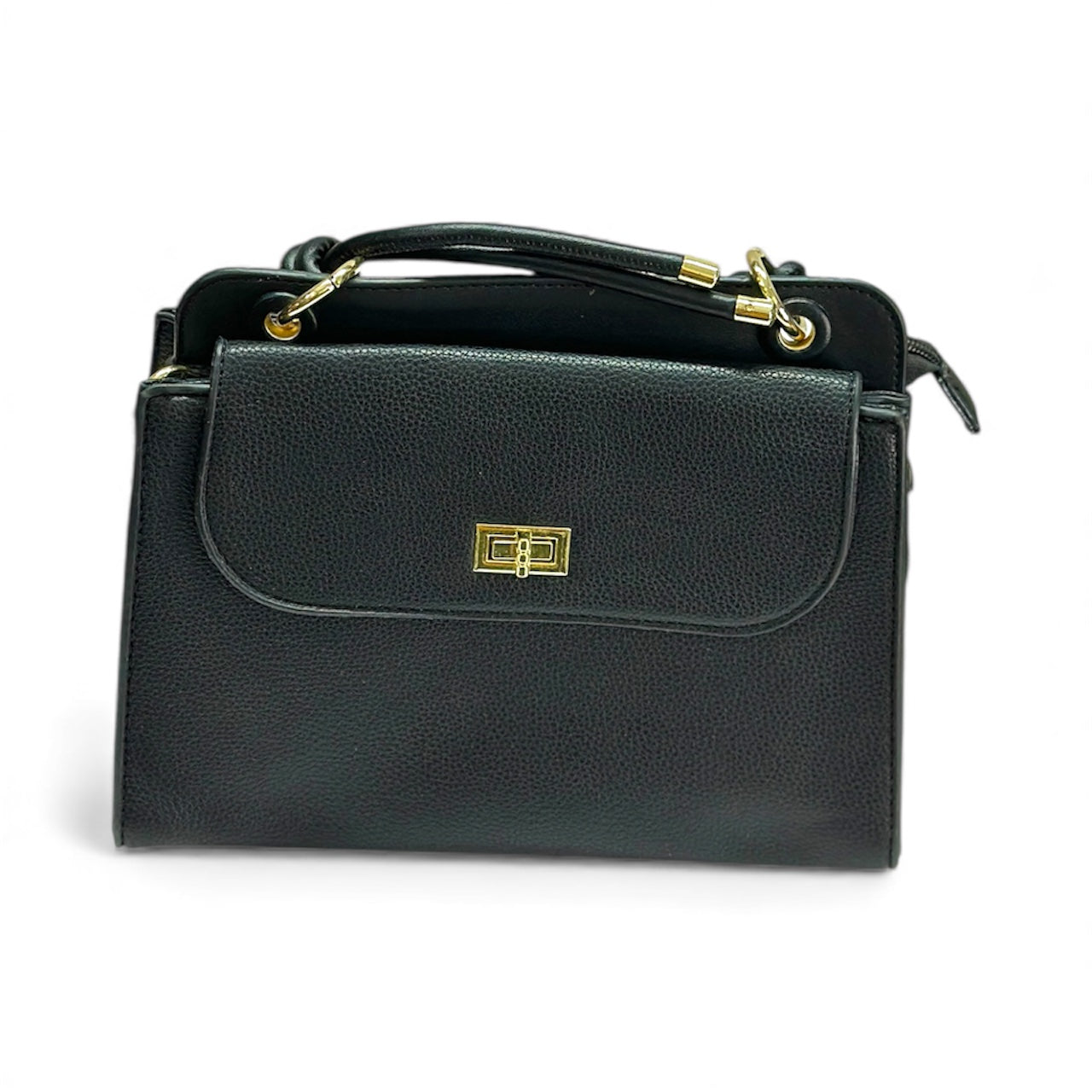 Elegant Top Handle Handbag with Flap Closure – Classic Everyday Satchel