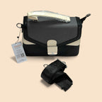 Two-Tone Structured Bag with Top Handle – Modern Classic Satchel