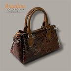 Luxury Croc-Embossed Top Handle Handbag – Classic Structured Satchel