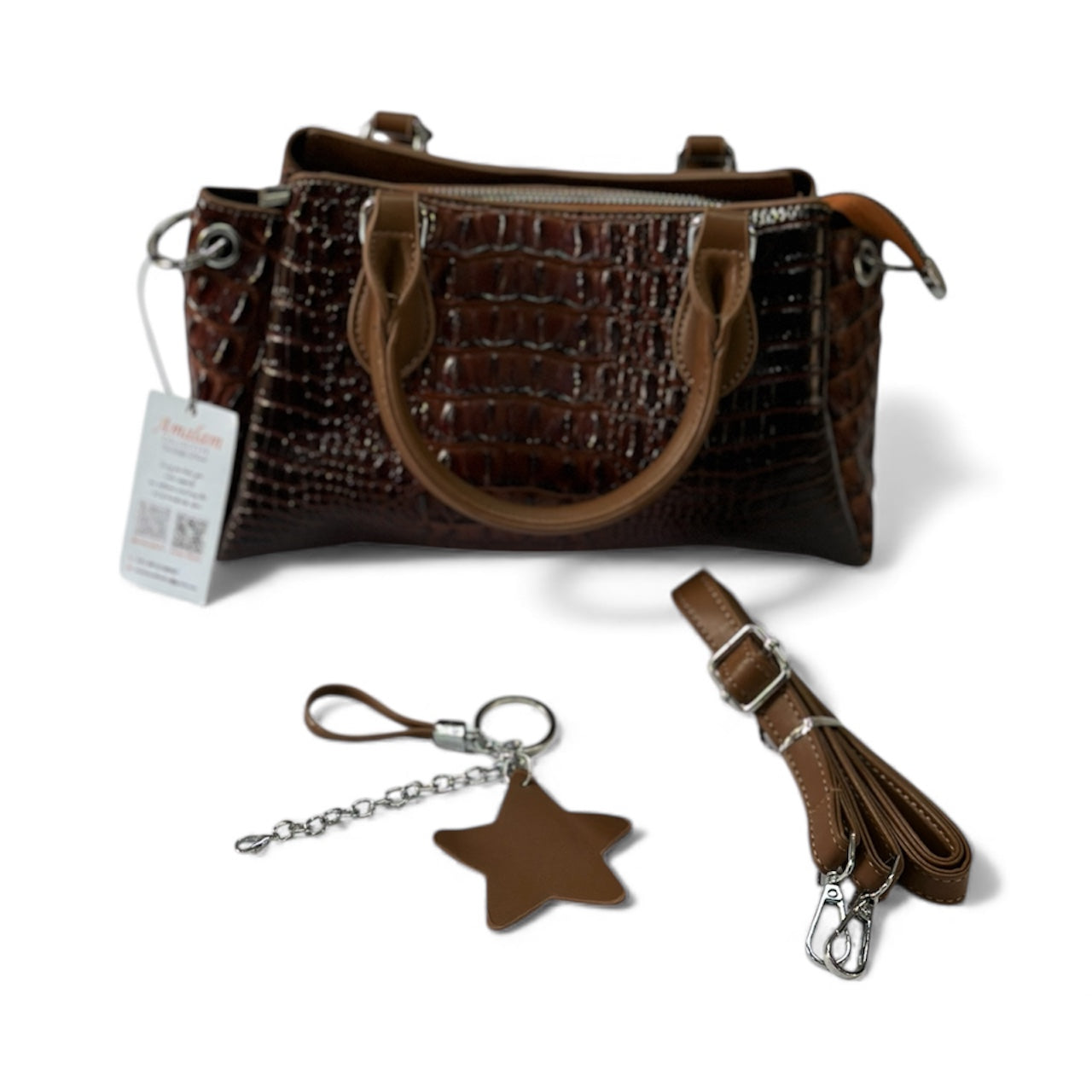 Luxury Croc-Embossed Top Handle Handbag – Classic Structured Satchel
