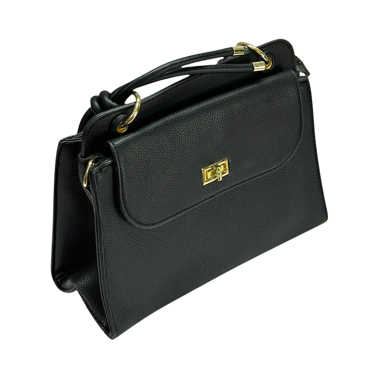 Elegant Top Handle Handbag with Flap Closure – Classic Everyday Satchel