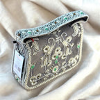 Hand Crafted Elegant Grey Embroidered Clutch with Beadwork