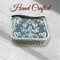 Hand Crafted Elegant Grey Embroidered Clutch with Beadwork