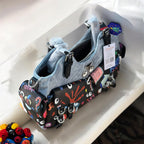 Playful Print Multi-Pocket Handbag with Zip Closure