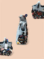 Playful Print Multi-Pocket Handbag with Zip Closure