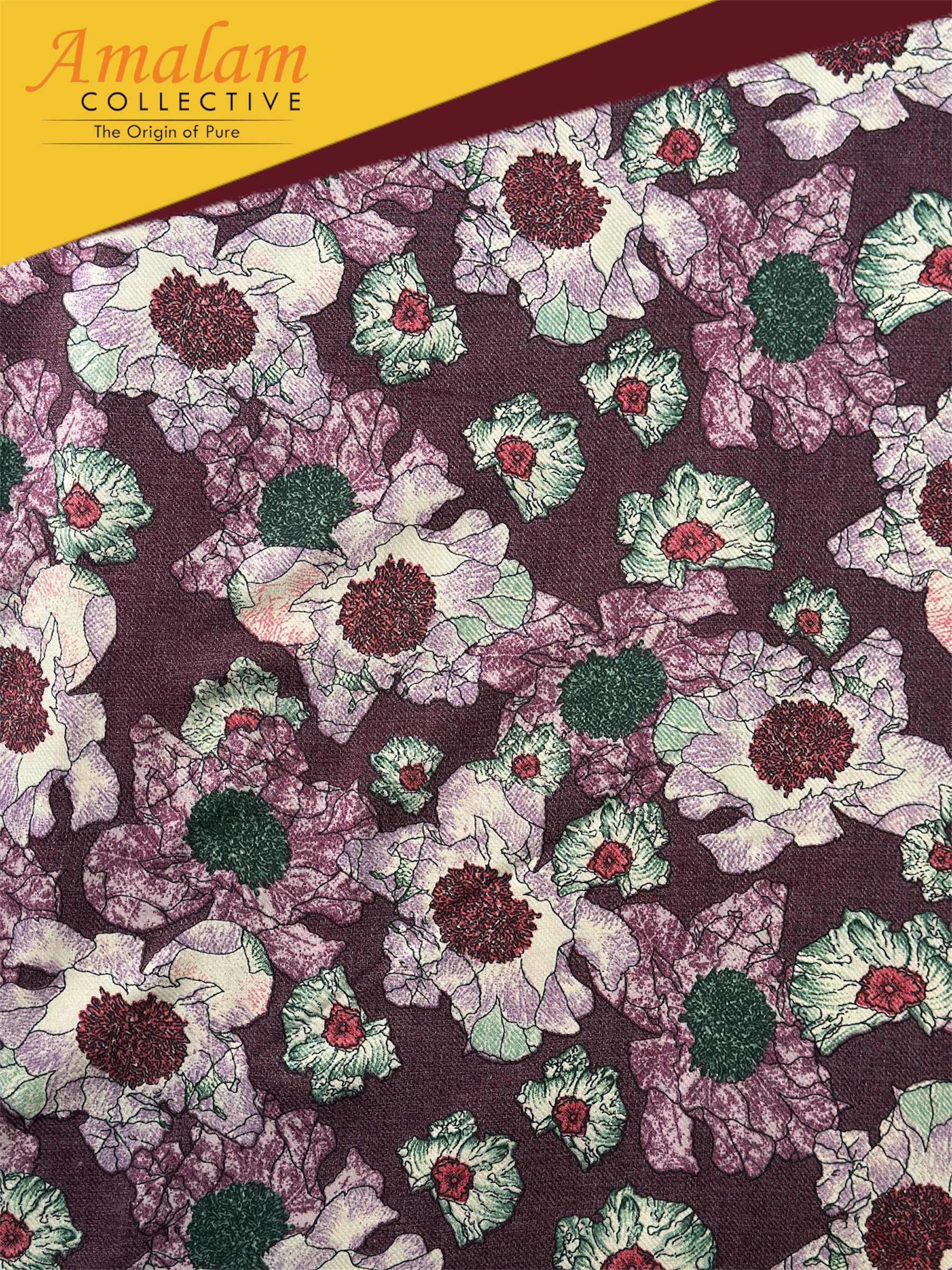 Heritage Bloom Floral Woolen Un-Stitched Fabric.