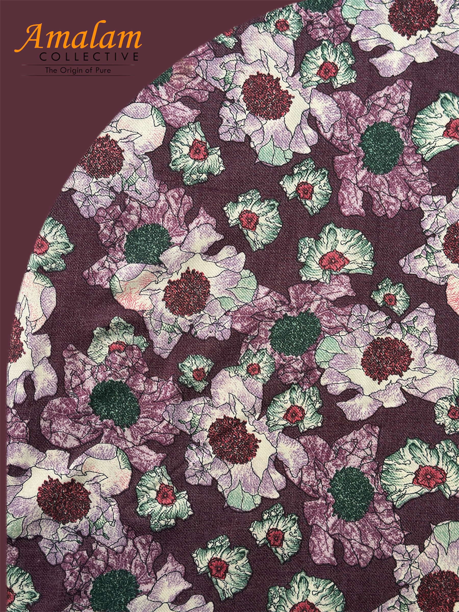 Heritage Bloom Floral Woolen Un-Stitched Fabric.