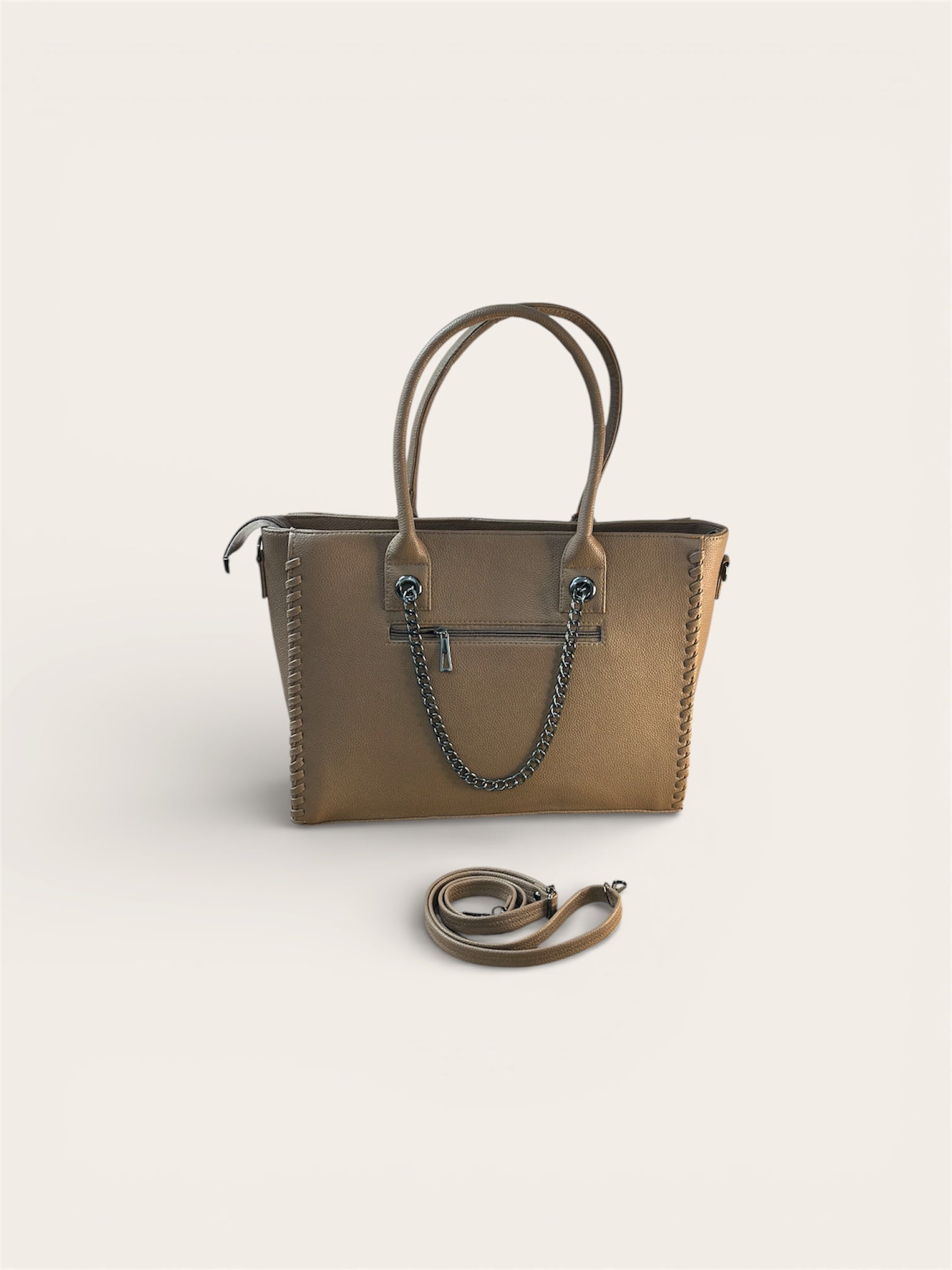 Amalam Collective Canvas Tote Bag with Chain Detail – Elegant Everyday Carry