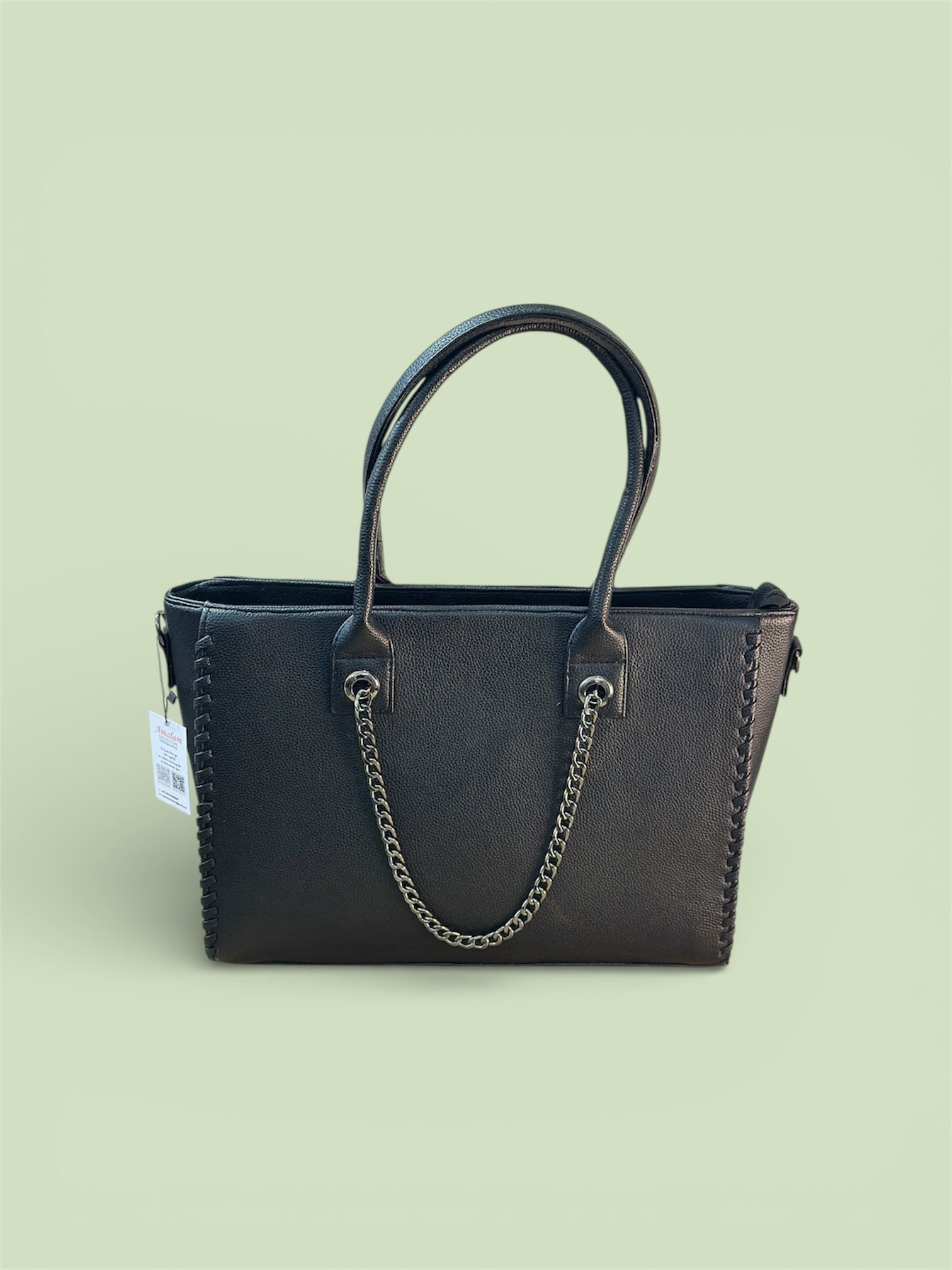 Amalam Collective Canvas Tote Bag with Chain Detail – Elegant Everyday Carry