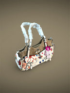 Playful Print Multi-Pocket Handbag with Zip Closure