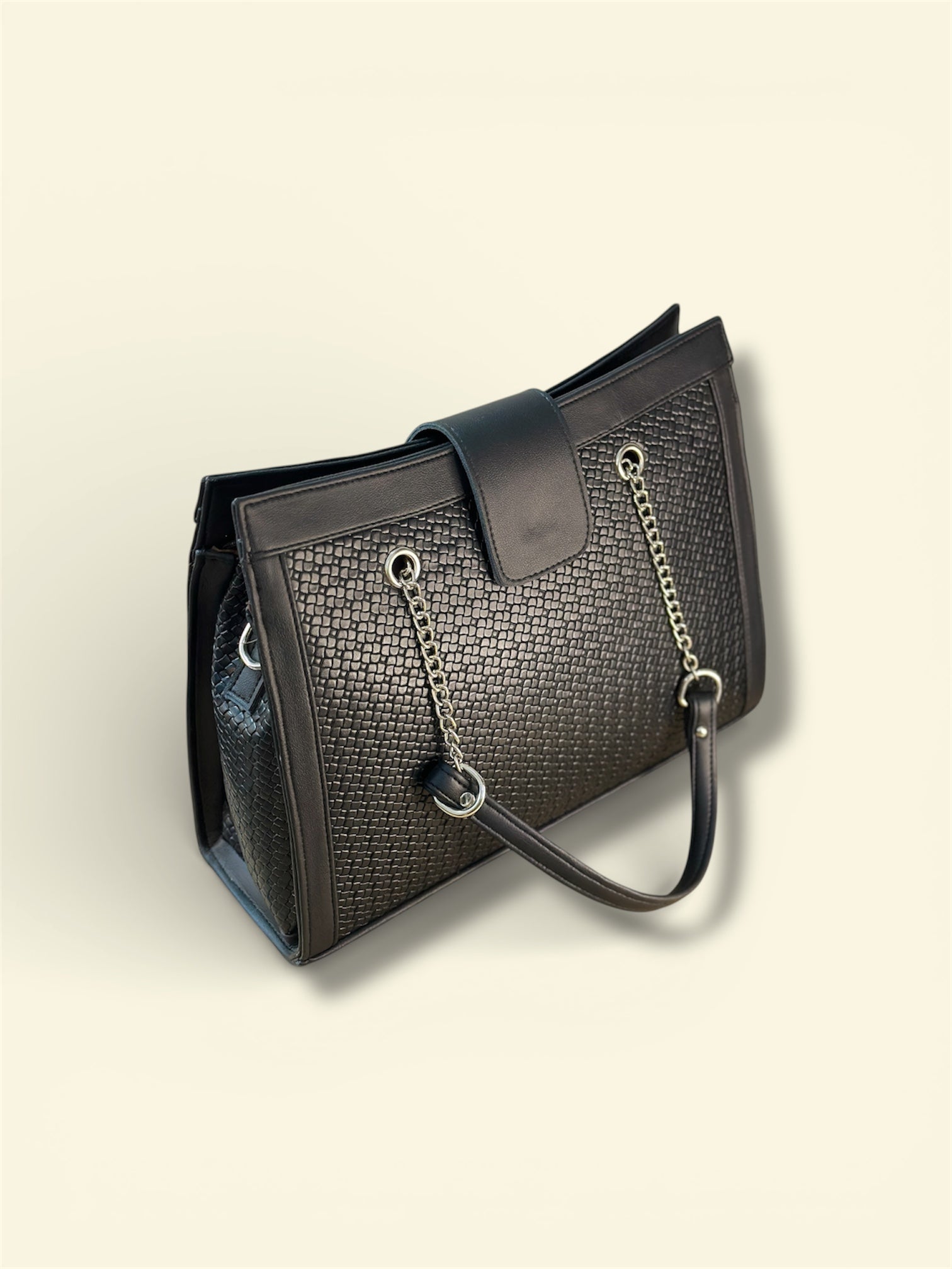 Textured Chain Handle Women’s Handbag