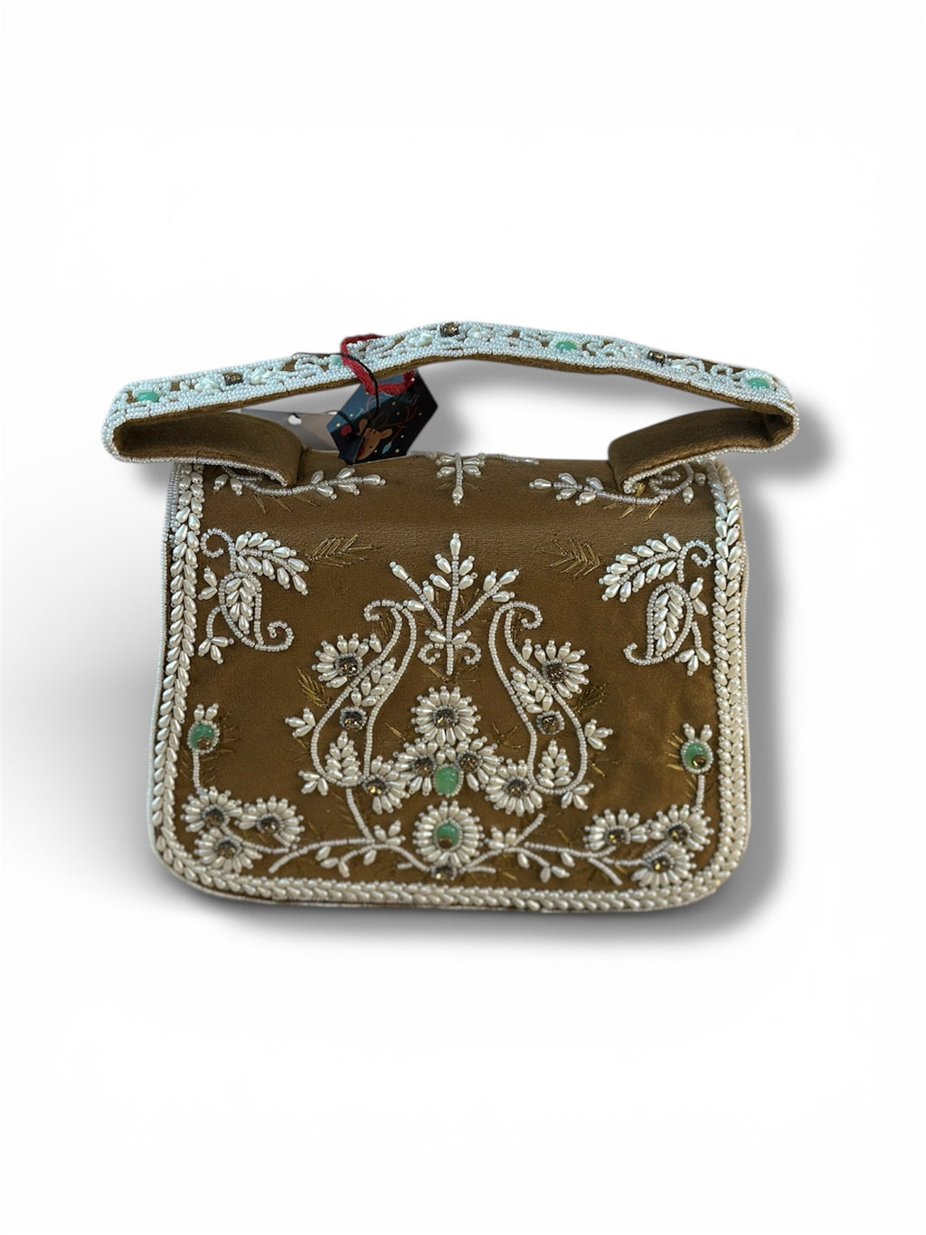 Hand Crafted Elegant Grey Embroidered Clutch with Beadwork