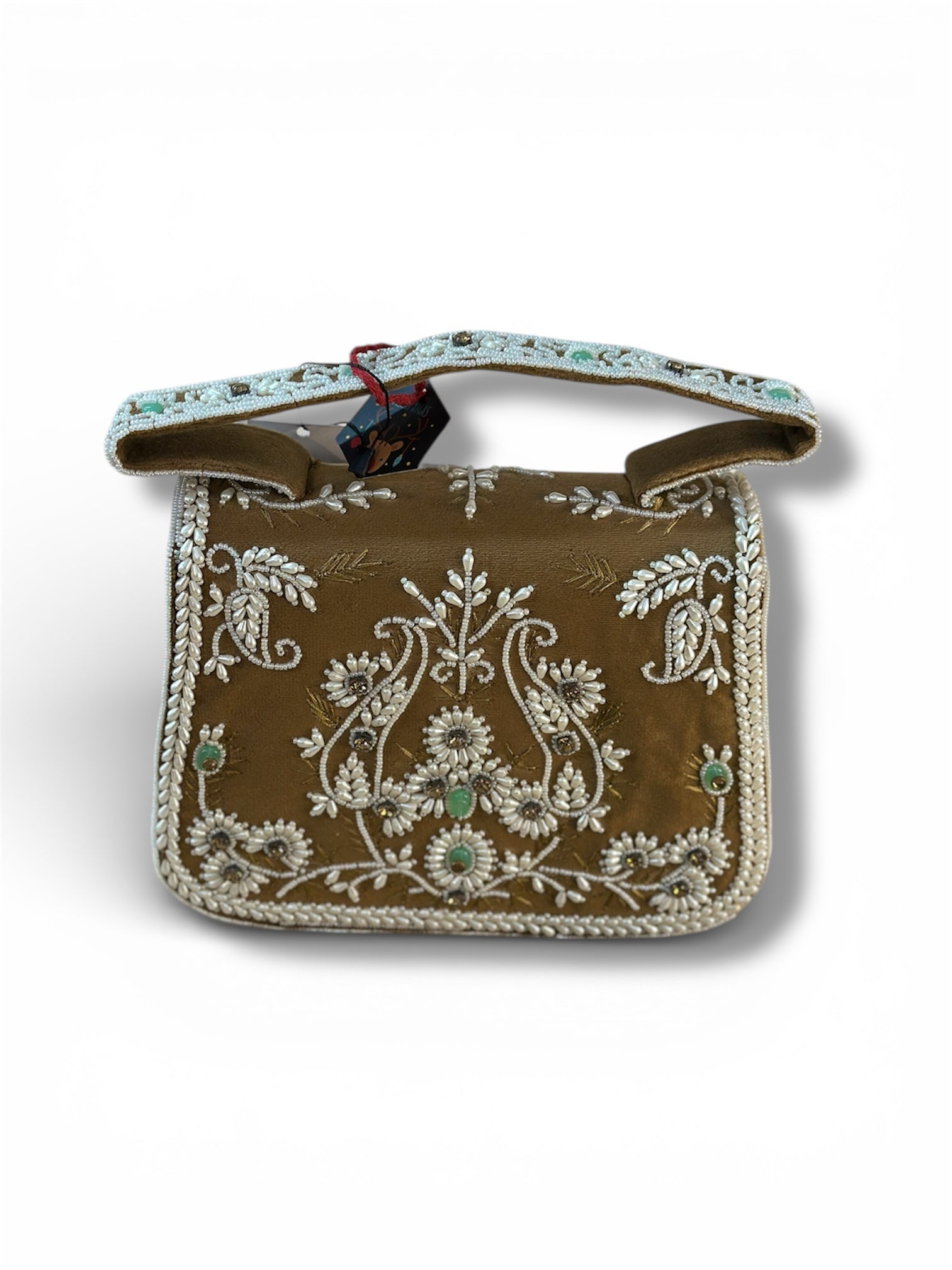 Hand Crafted Elegant Grey Embroidered Clutch with Beadwork
