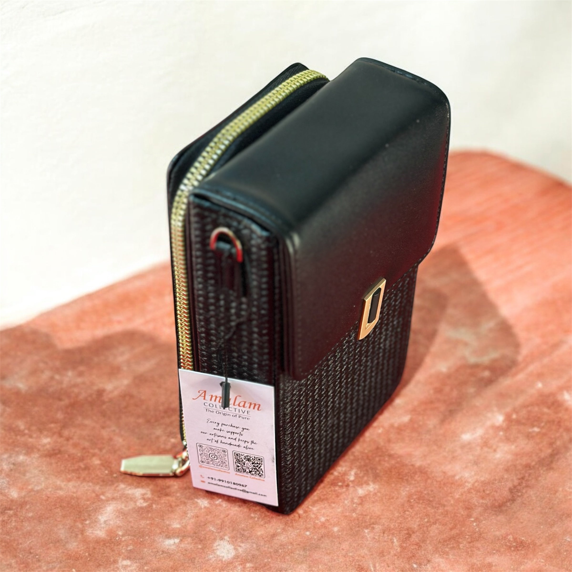 Mini Phone Wallet Sling Bag with Zip Wallet & Flap Closure